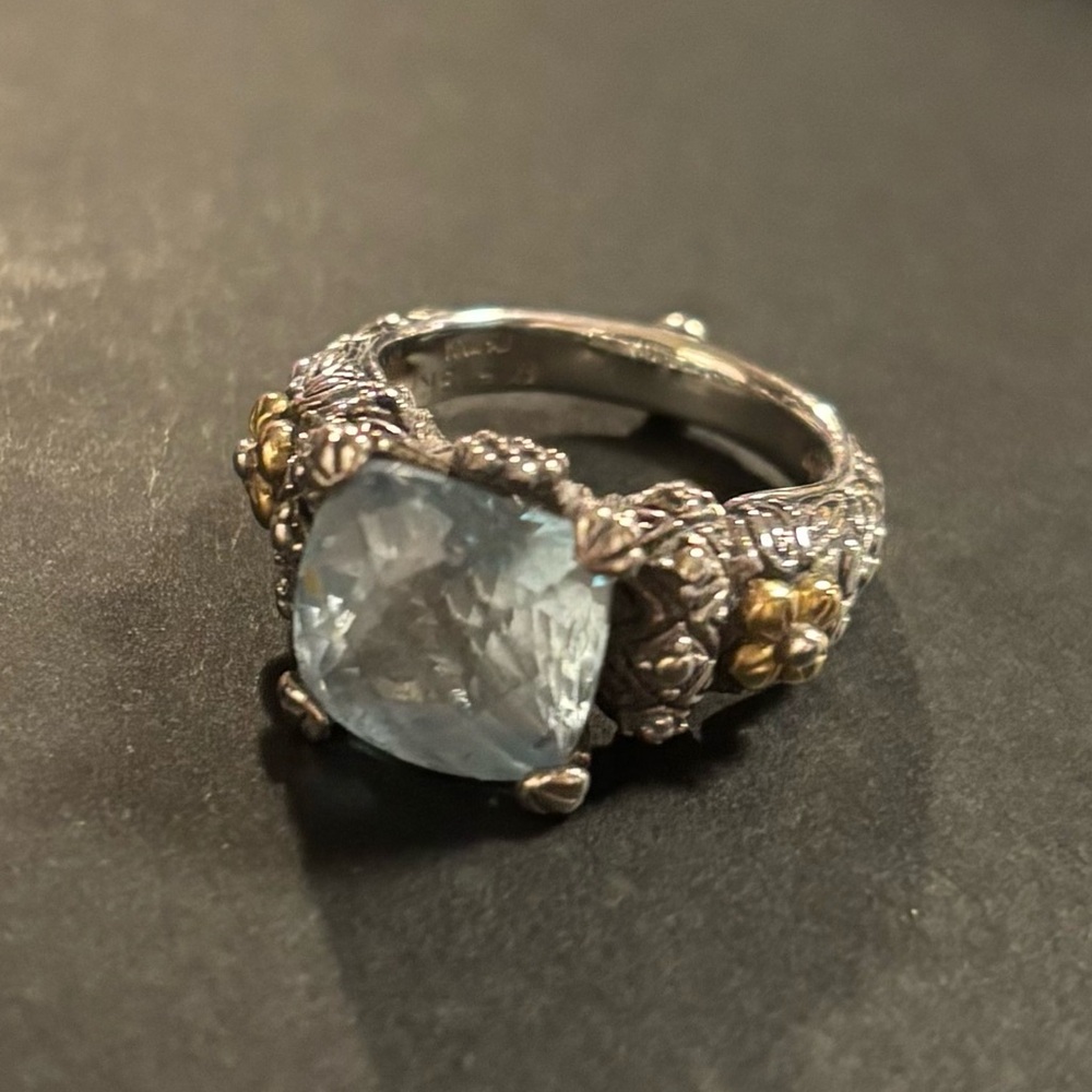 Barbara Bixby Blue Topaz, 925, 18k Gold ring